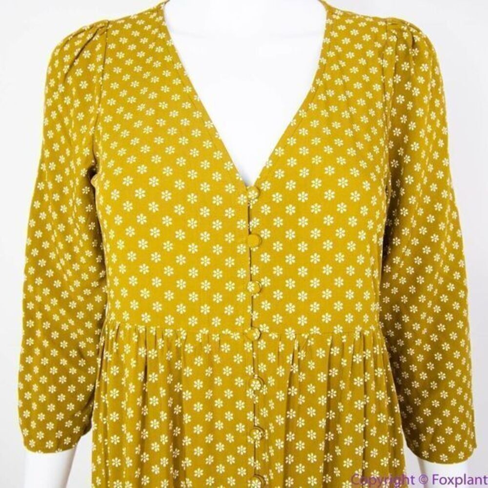 NEW Madewell V-Neck Tiered Button-Front Midi Dress in Daisies‎ Forever, 00 - Picture 3 of 16